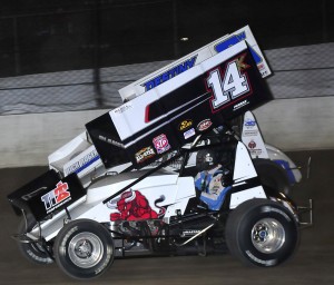 Dale Blaney (14) at speed during June 22 All Star action at Eldora (Randy Crist photo)