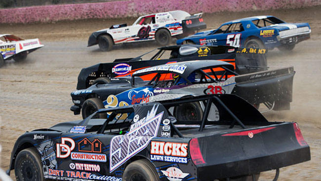 Photographer Mike Campbell captured the Eldora Stock Cars going 5-wide during the April 18th event.