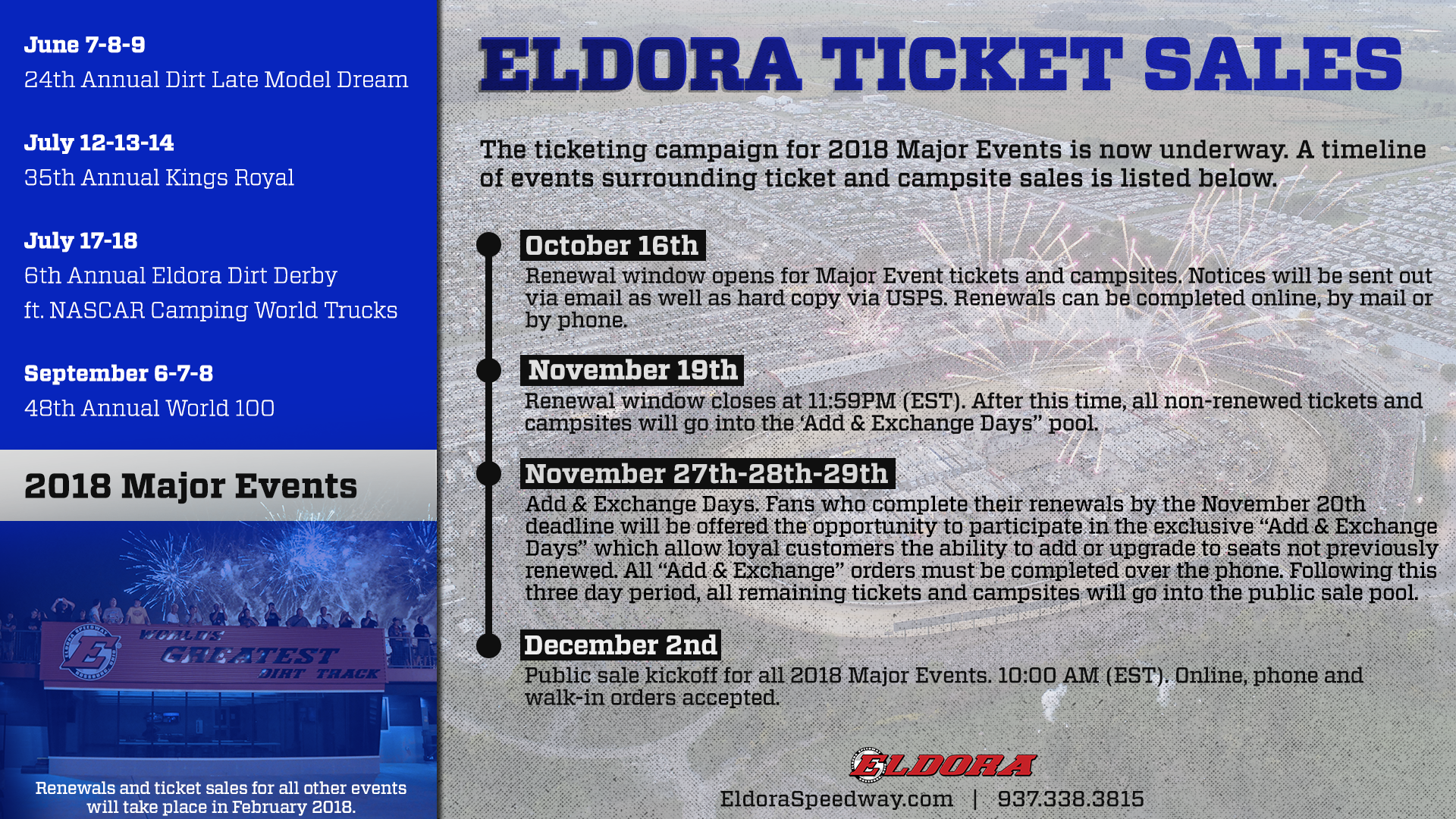 2018 Event & Ticket Information – Eldora Speedway